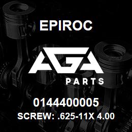 0144400005 Epiroc SCREW: .625-11X 4.00L HXHD, AS | AGA Parts