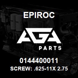 0144400011 Epiroc SCREW: .625-11X 2.75L HXHD, ZN | AGA Parts