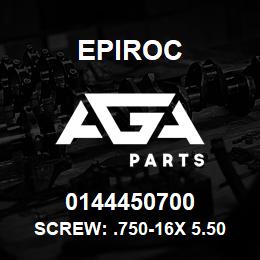 0144450700 Epiroc SCREW: .750-16X 5.50L HXHD, ST | AGA Parts