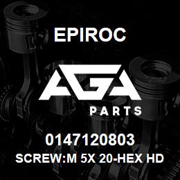 0147120803 Epiroc SCREW:M 5X 20-HEX HD, ZN PLT | AGA Parts