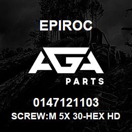 0147121103 Epiroc SCREW:M 5X 30-HEX HD, ZN PLT | AGA Parts