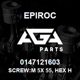 0147121603 Epiroc SCREW:M 5X 55, HEX HD, 8.8 FZB | AGA Parts