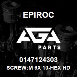 0147124303 Epiroc SCREW:M 6X 10-HEX HD, ZN PLT, S | AGA Parts