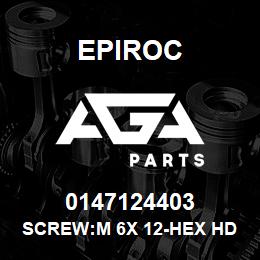 0147124403 Epiroc SCREW:M 6X 12-HEX HD, ZN PLT, S | AGA Parts