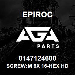 0147124600 Epiroc SCREW:M 6X 16-HEX HD, ZN PLT, S | AGA Parts