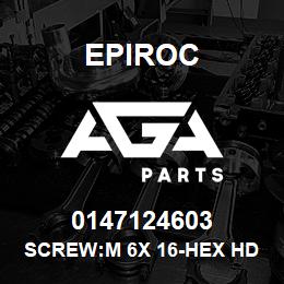 0147124603 Epiroc SCREW:M 6X 16-HEX HD, ZN PLT, S | AGA Parts