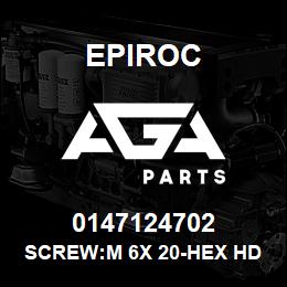 0147124702 Epiroc SCREW:M 6X 20-HEX HD, ISO A2-70 | AGA Parts