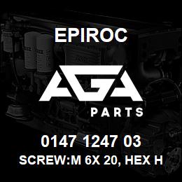 0147 1247 03 Epiroc SCREW:M 6X 20, HEX HD, ZN PLT, S | AGA Parts