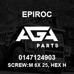 0147124903 Epiroc SCREW:M 6X 25, HEX HD, ZN PLT, S | AGA Parts