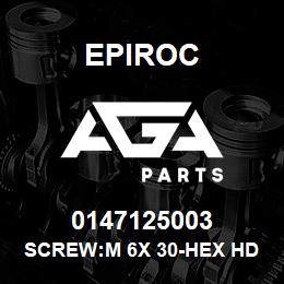 0147125003 Epiroc SCREW:M 6X 30-HEX HD, ZN PLT, S | AGA Parts