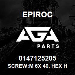 0147125205 Epiroc SCREW:M 6X 40, HEX HD, STL 8.8 | AGA Parts