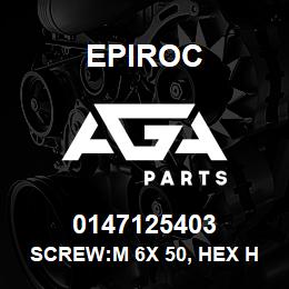 0147125403 Epiroc SCREW:M 6X 50, HEX HD, ZN PLT, S | AGA Parts