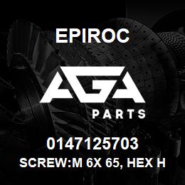 0147125703 Epiroc SCREW:M 6X 65, HEX HD, ZN PLT, S | AGA Parts