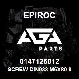 0147126012 Epiroc SCREW DIN933 M6X80 8.8 ZN | AGA Parts