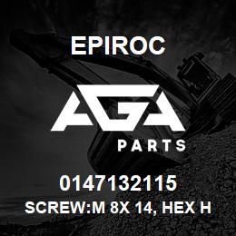 0147132115 Epiroc SCREW:M 8X 14, HEX HD, LOCK PLUG | AGA Parts