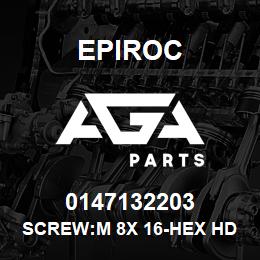 0147132203 Epiroc SCREW:M 8X 16-HEX HD, ZN PLT, S | AGA Parts