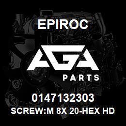 0147132303 Epiroc SCREW:M 8X 20-HEX HD, ZN PLT, S | AGA Parts