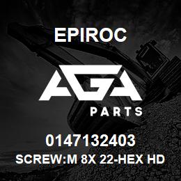 0147132403 Epiroc SCREW:M 8X 22-HEX HD, ZN PLT, S | AGA Parts