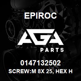 0147132502 Epiroc SCREW:M 8X 25, HEX HD, ISO A2-70 | AGA Parts