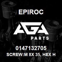 0147132705 Epiroc SCREW:M 8X 35, HEX HD, STL 8.8 | AGA Parts