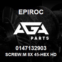 0147132903 Epiroc SCREW:M 8X 45-HEX HD, ZN PLT, S | AGA Parts