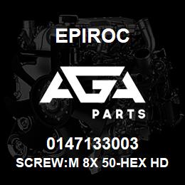 0147133003 Epiroc SCREW:M 8X 50-HEX HD, ZN PLT, S | AGA Parts