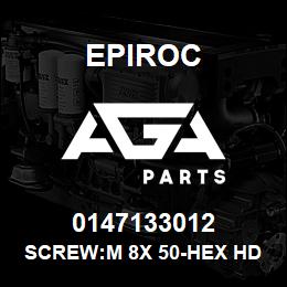 0147133012 Epiroc SCREW:M 8X 50-HEX HD, ZN PLT | AGA Parts