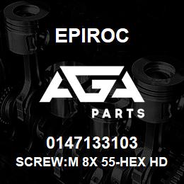 0147133103 Epiroc SCREW:M 8X 55-HEX HD, ZN PLT, S | AGA Parts