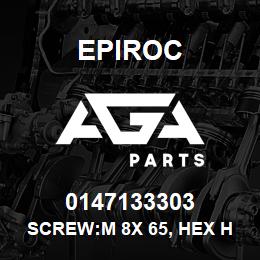 0147133303 Epiroc SCREW:M 8X 65, HEX HD, ZN PLT, S | AGA Parts