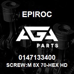 0147133400 Epiroc SCREW:M 8X 70-HEX HD, ZN PLT, S | AGA Parts