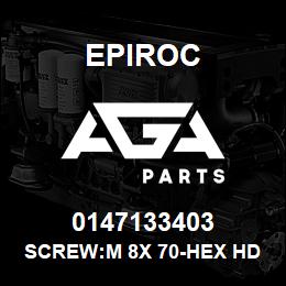 0147133403 Epiroc SCREW:M 8X 70-HEX HD, ZN PLT, S | AGA Parts