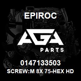 0147133503 Epiroc SCREW:M 8X 75-HEX HD, ZN PLT, S | AGA Parts