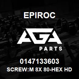 0147133603 Epiroc SCREW:M 8X 80-HEX HD, ZN PLT, S | AGA Parts