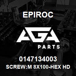 0147134003 Epiroc SCREW:M 8X100-HEX HD, STL 8.8 | AGA Parts