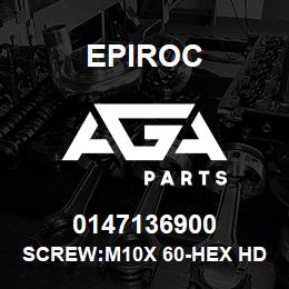 0147136900 Epiroc SCREW:M10X 60-HEX HD, ZN PLT, S | AGA Parts