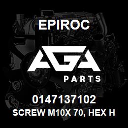 0147137102 Epiroc SCREW M10X 70, HEX HD, ISO A2-A | AGA Parts