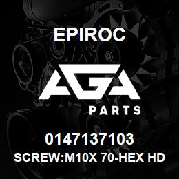 0147137103 Epiroc SCREW:M10X 70-HEX HD, ZN PLT, S | AGA Parts