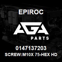 0147137203 Epiroc SCREW:M10X 75-HEX HD, ZN PLT, S | AGA Parts