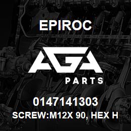 0147141303 Epiroc SCREW:M12X 90, HEX HD, ZN PLT, S | AGA Parts