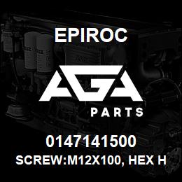 0147141500 Epiroc SCREW:M12X100, HEX HD, ZN PLT, S | AGA Parts