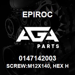 0147142003 Epiroc SCREW:M12X140, HEX HD, ZN PLT, S | AGA Parts