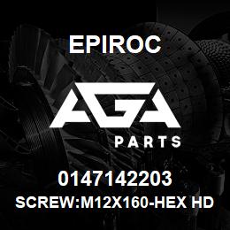 0147142203 Epiroc SCREW:M12X160-HEX HD, ZN PLT, S | AGA Parts