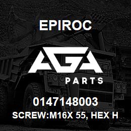 0147148003 Epiroc SCREW:M16X 55, HEX HD, ZN PLT | AGA Parts