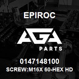 0147148100 Epiroc SCREW:M16X 60-HEX HD, ZN PLT, S | AGA Parts