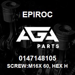 0147148105 Epiroc SCREW:M16X 60, HEX HD, STL 8.8 | AGA Parts