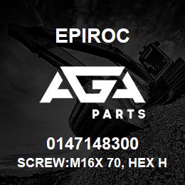 0147148300 Epiroc SCREW:M16X 70, HEX HD, ZN PLT, S | AGA Parts