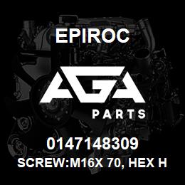 0147148309 Epiroc SCREW:M16X 70, HEX HD, ZN PLT, S | AGA Parts