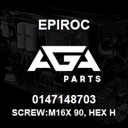 0147148703 Epiroc SCREW:M16X 90, HEX HD, ZN PLT, S | AGA Parts