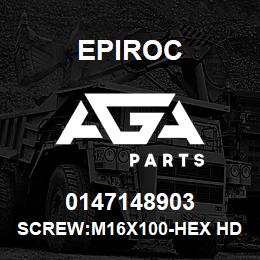 0147148903 Epiroc SCREW:M16X100-HEX HD, ZN PLT, S | AGA Parts