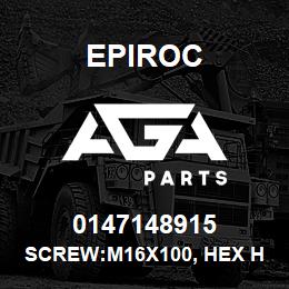 0147148915 Epiroc SCREW:M16X100, HEX HD, LOCKING P | AGA Parts